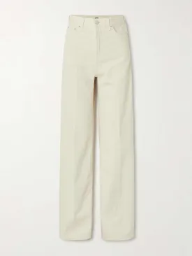 Pleated high-rise wide-leg organic jeans