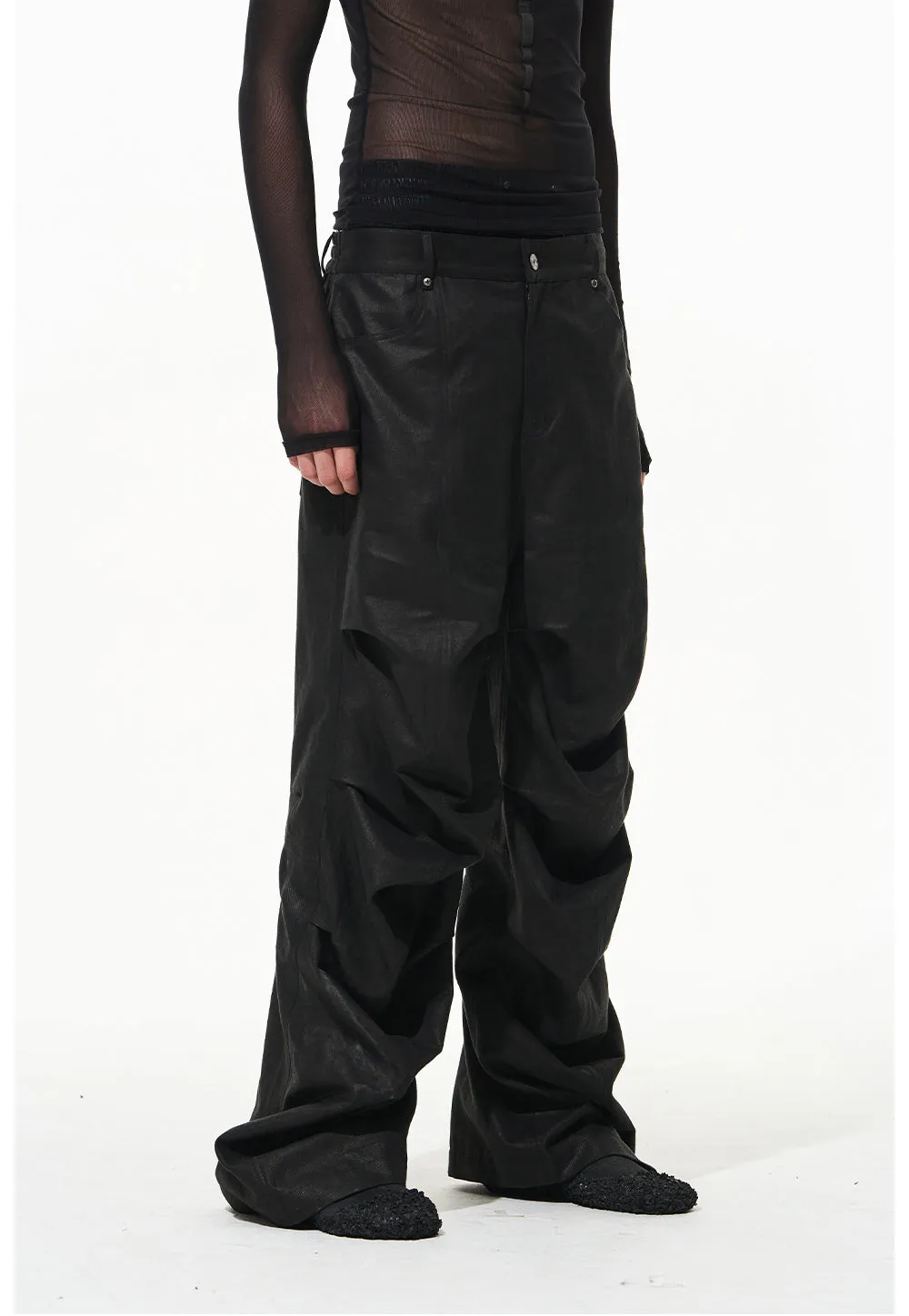 Pleated Plain Casual Work Pants