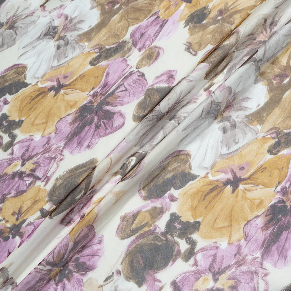 Plum Floral Printed Silk Chiffon