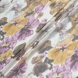 Plum Floral Printed Silk Chiffon