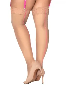 Plus Size Neon Seam Nude Thigh Highs