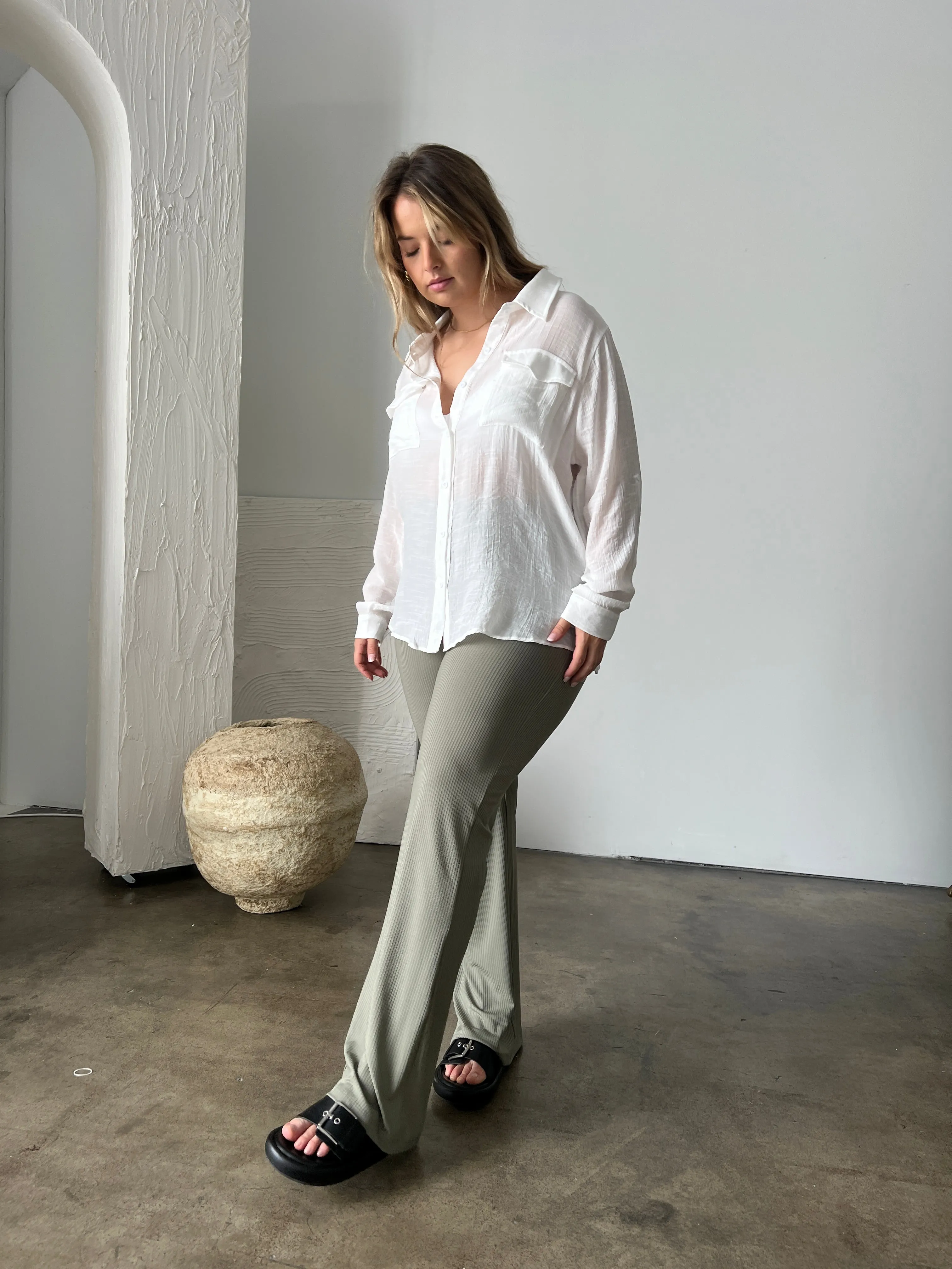 Plus Size Ribbed Stretch Pants