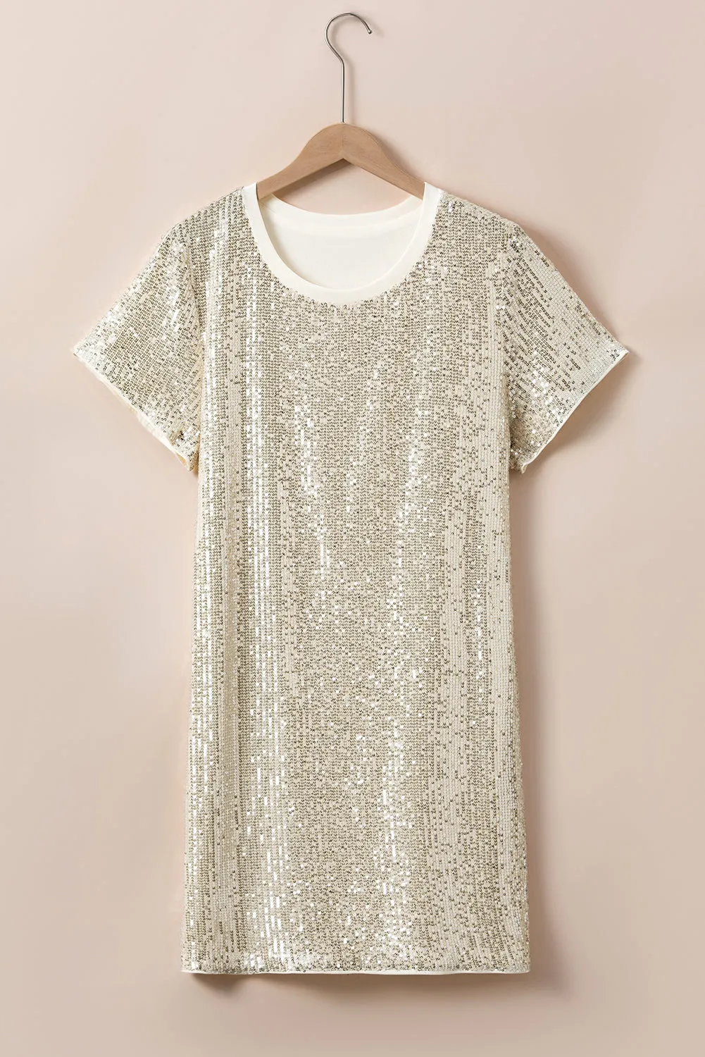 Plus Size Sequin Short Sleeve T-Shirt Dress