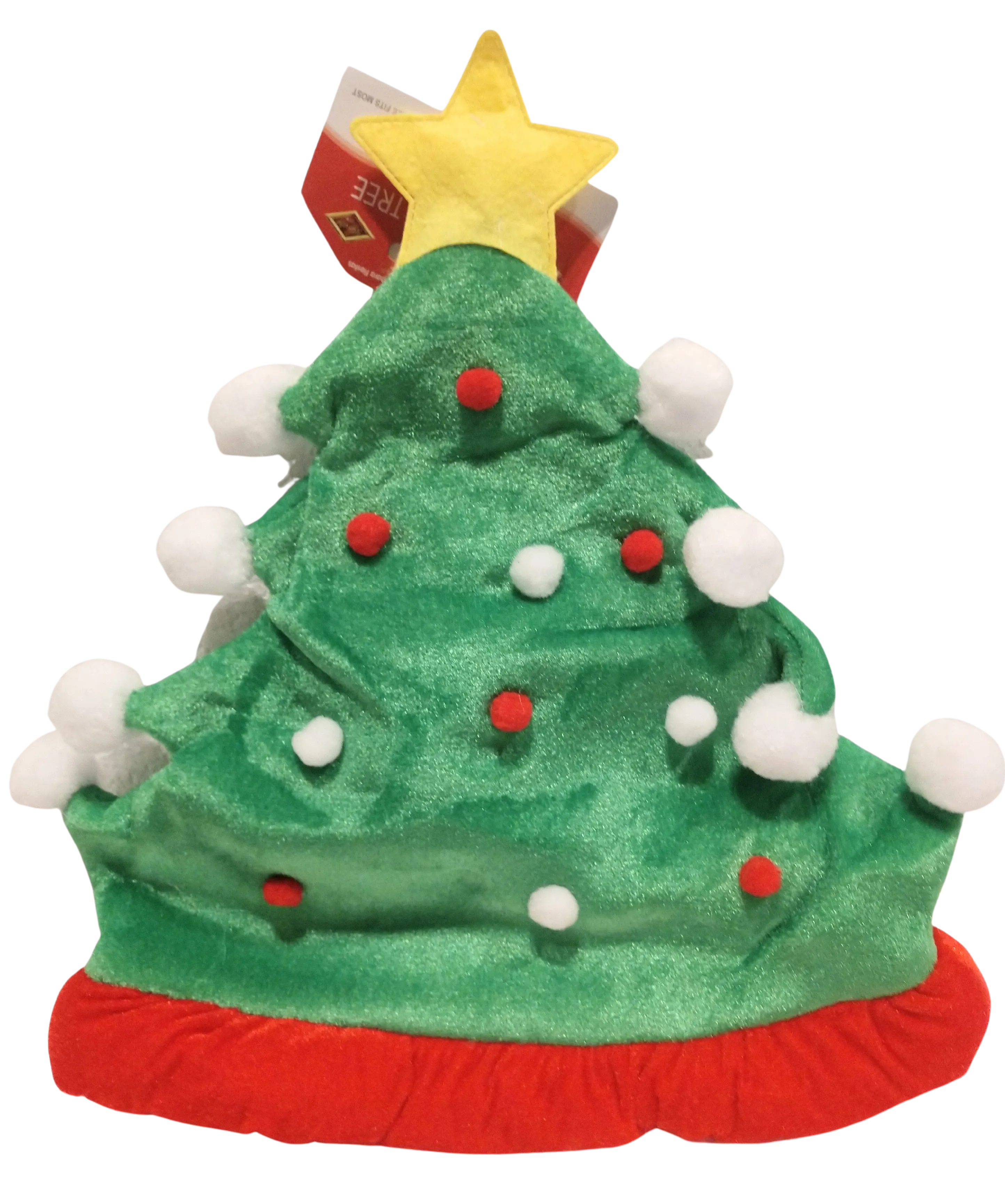 Plush Christmas Tree Hat with star 16" one size