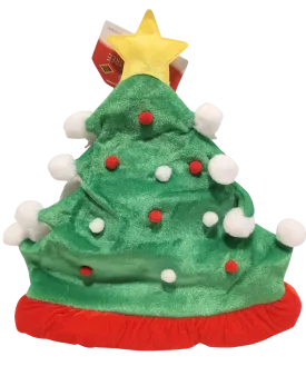 Plush Christmas Tree Hat with star 16" one size