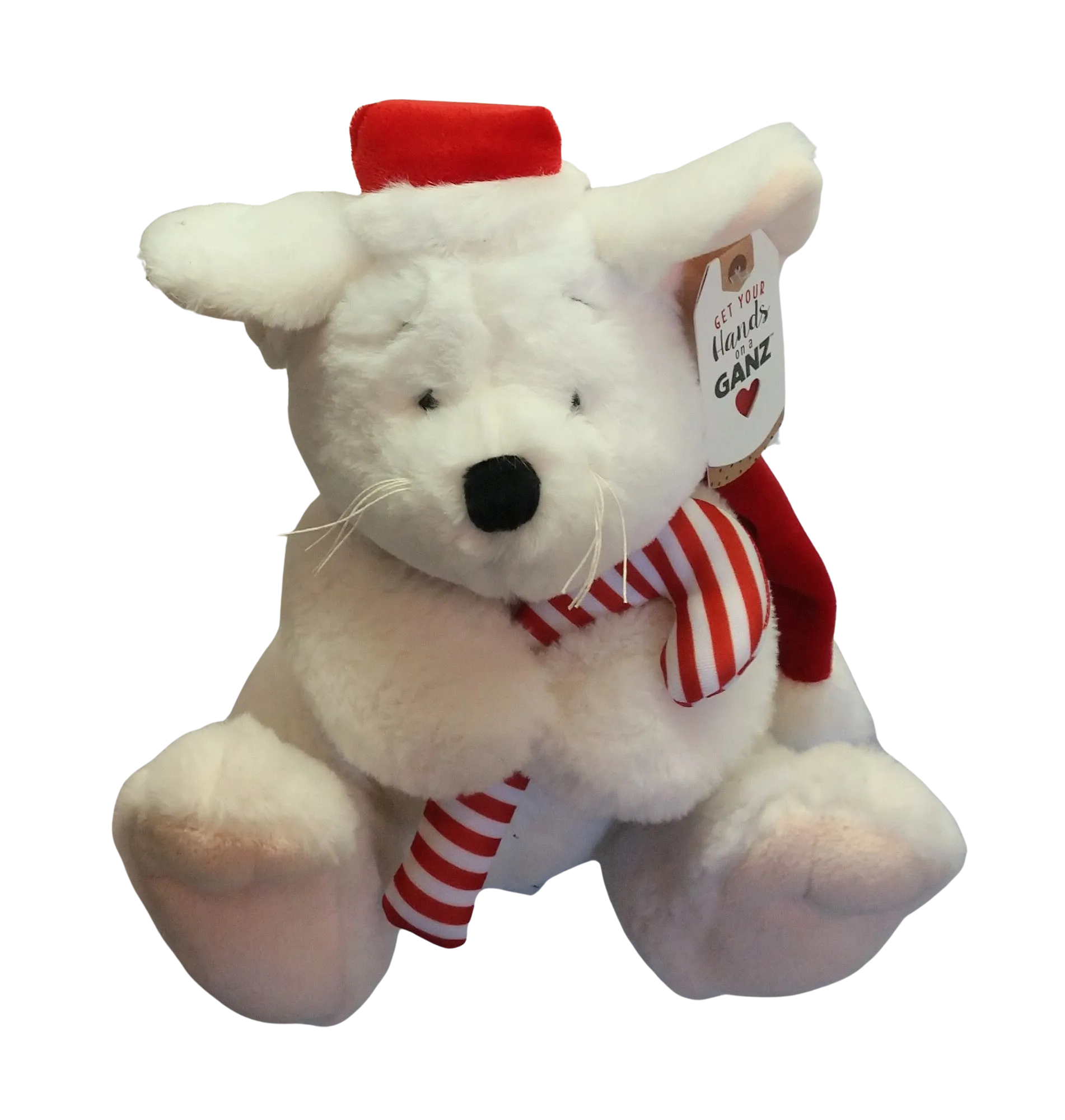 Plush Peppermint Mouse with Red Santa Hat/Red Scarf with Candy Cane 12"