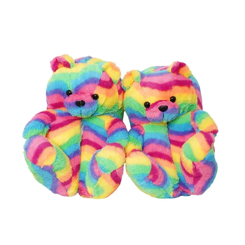 Plush Teddy Bear Couple Slippers