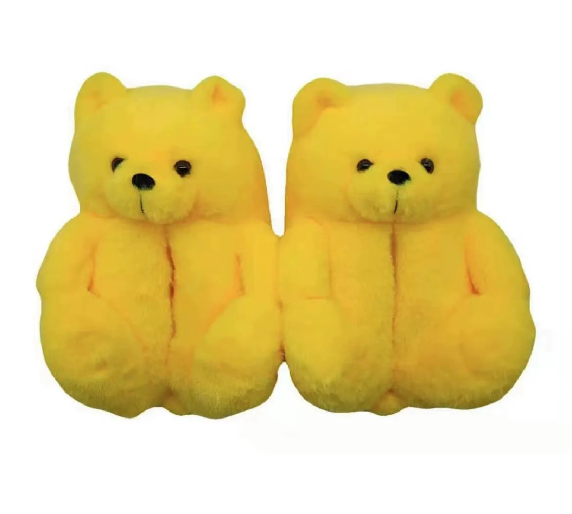 Plush Teddy Bear Couple Slippers