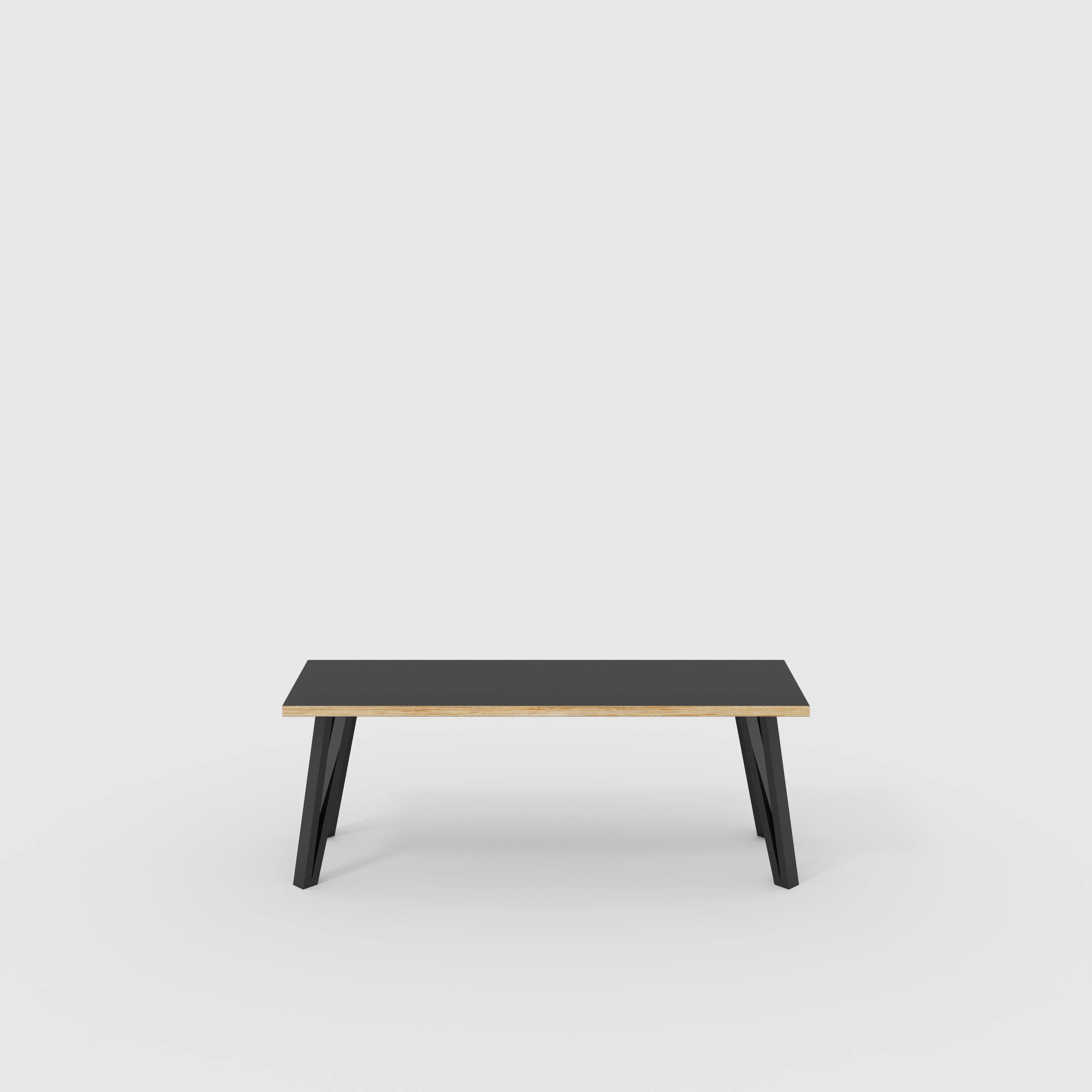 Plywood Bench Seat with Black Box Hairpin Legs - Formica Diamond Black - 1200(w) x 400(d) x 450(h)