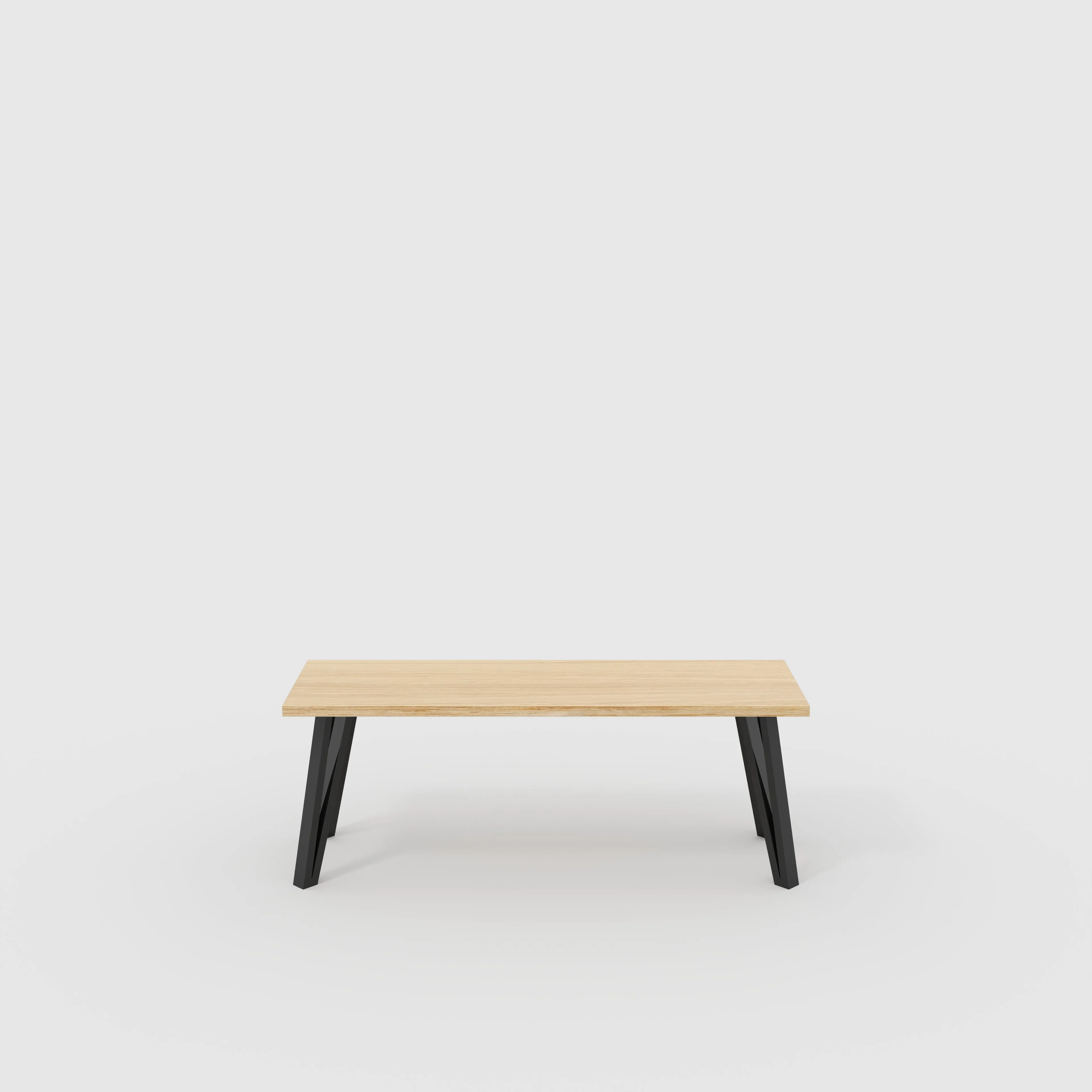 Plywood Bench Seat with Black Box Hairpin Legs - Plywood Oak - 1200(w) x 400(d) x 450(h)