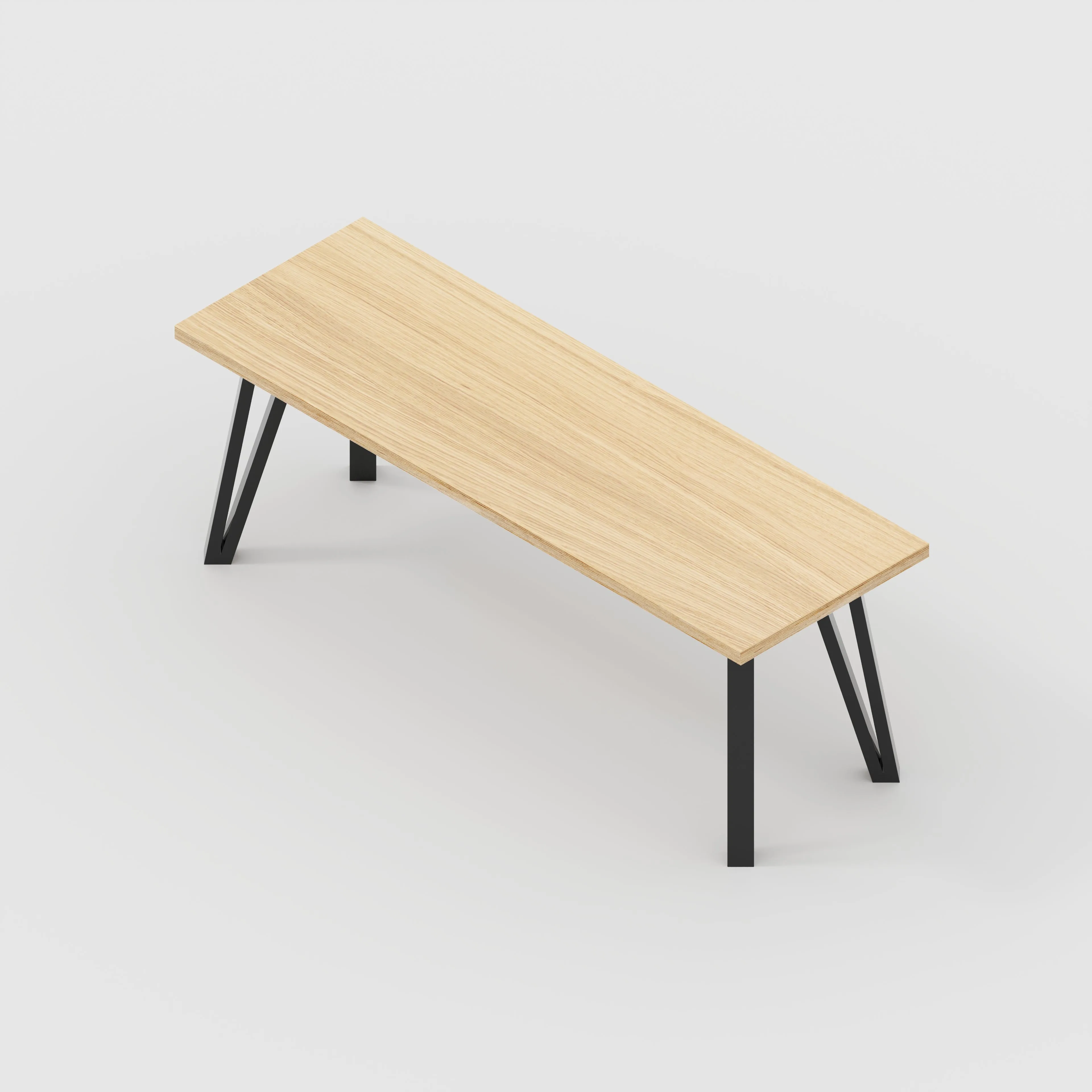 Plywood Bench Seat with Black Box Hairpin Legs - Plywood Oak - 1200(w) x 400(d) x 450(h)