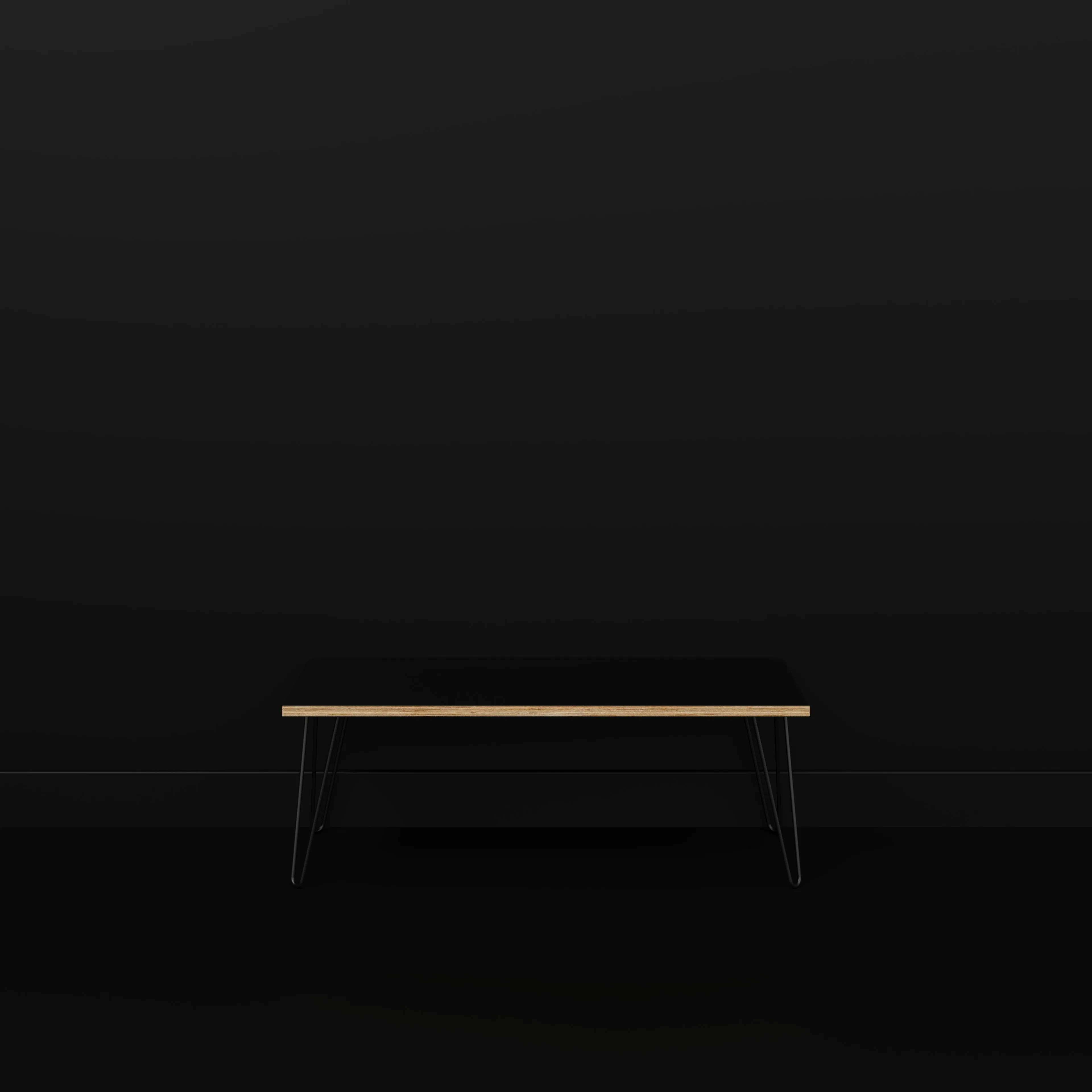 Plywood Bench Seat with Black Hairpin Legs - Formica Diamond Black - 1200(w) x 400(d)