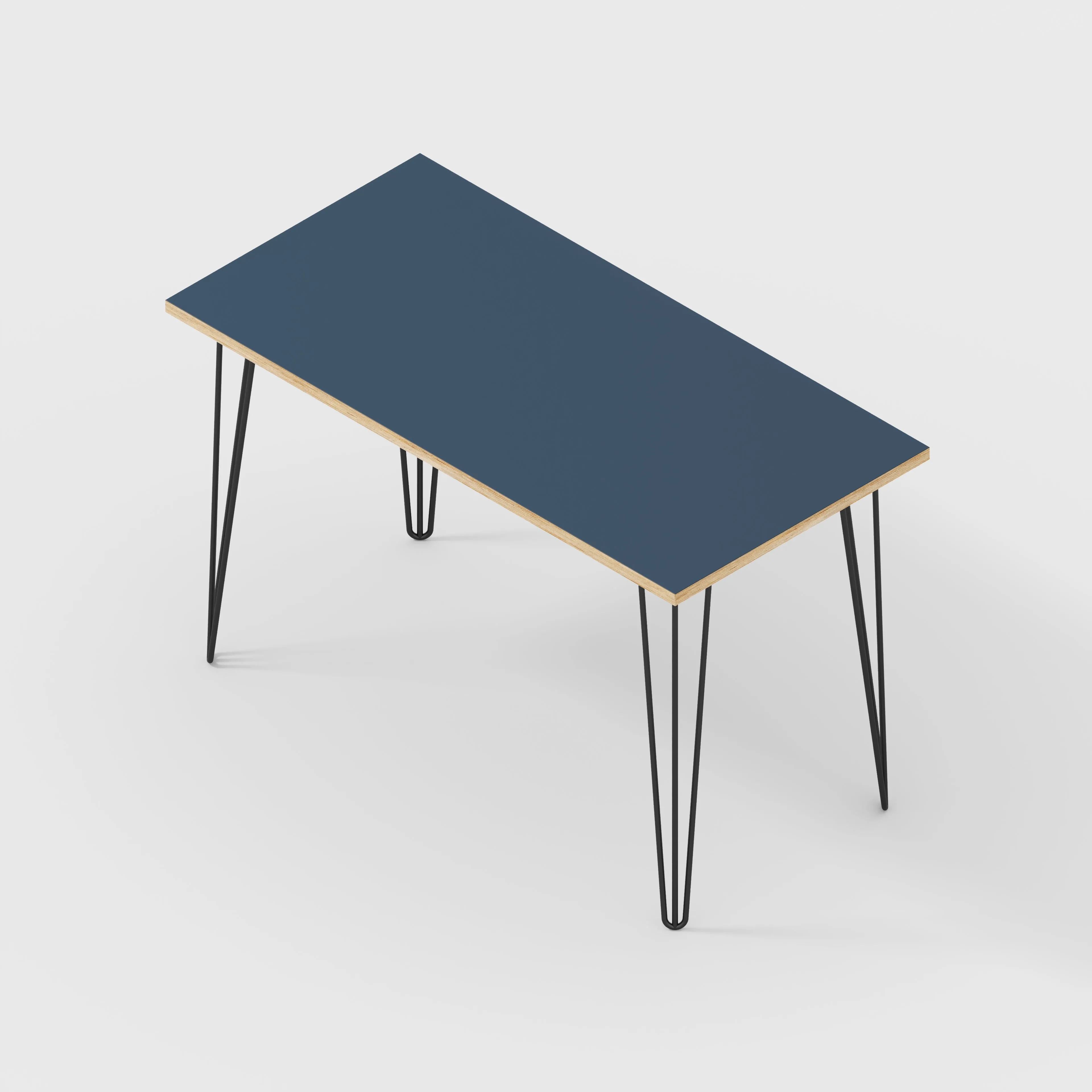 Plywood Desk with Black Hairpin Legs - Formica Night Sea Blue - 1200(w) x 600(d) x 735(h)