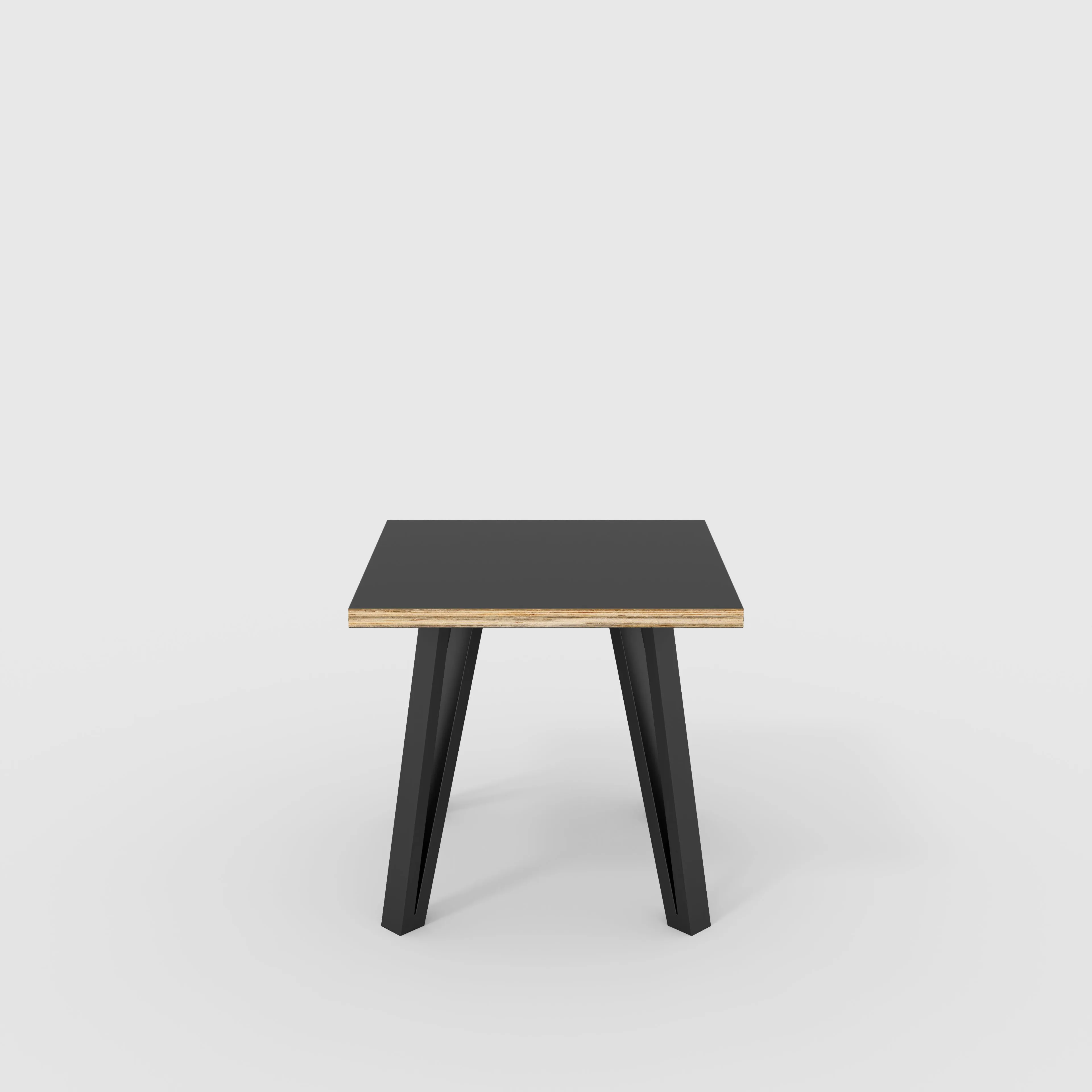 Plywood Side Table with Black Box Hairpin Legs - Formica Diamond Black - 500(w) x 500(d) x 425(h)