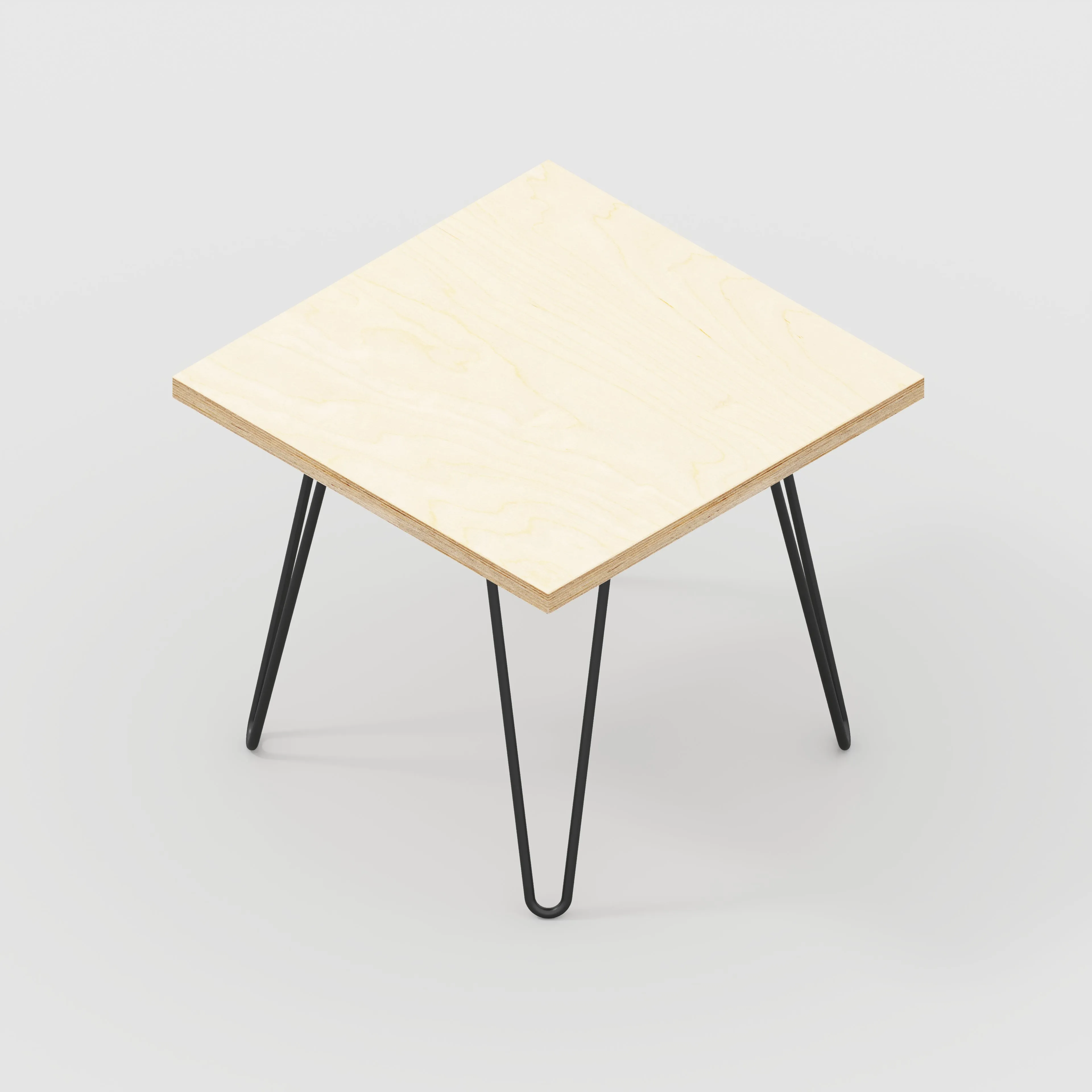 Plywood Side Table with Black Hairpin Legs - Plywood Birch - 500(w) x 500(d) x 425(h)