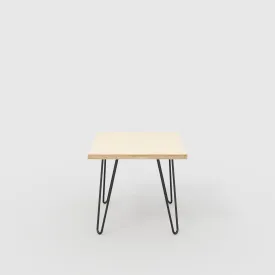 Plywood Side Table with Black Hairpin Legs - Plywood Birch - 500(w) x 500(d) x 425(h)