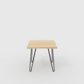 Plywood Side Table with Black Hairpin Legs - Plywood Oak - 500(w) x 500(d) x 425(h)