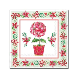 Poinsettia Topiary Paper Beverage Napkins