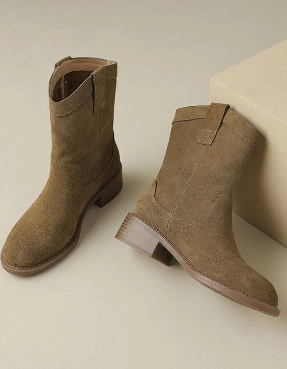 Pointed Toe Real Leather Casual Suede Boots Women