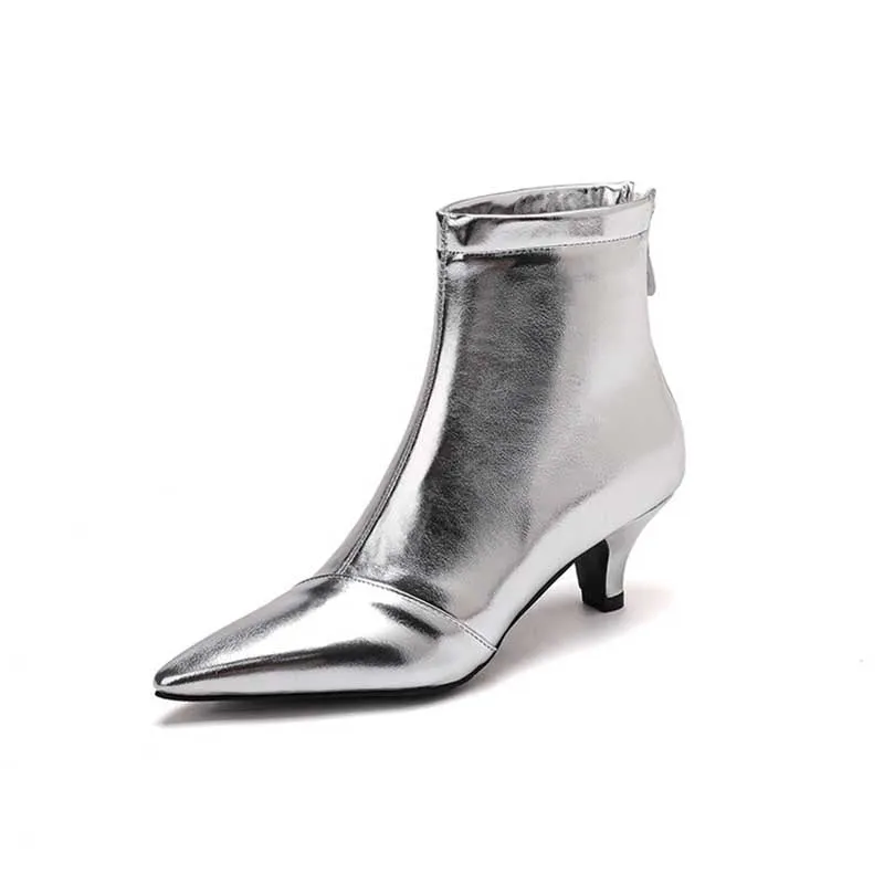 Pointy Toe Cat Heel Ankle Boots US3.5-US14.5