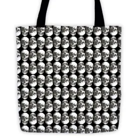 Polka Skulls Black & White Tote Bag by Robert Bowen