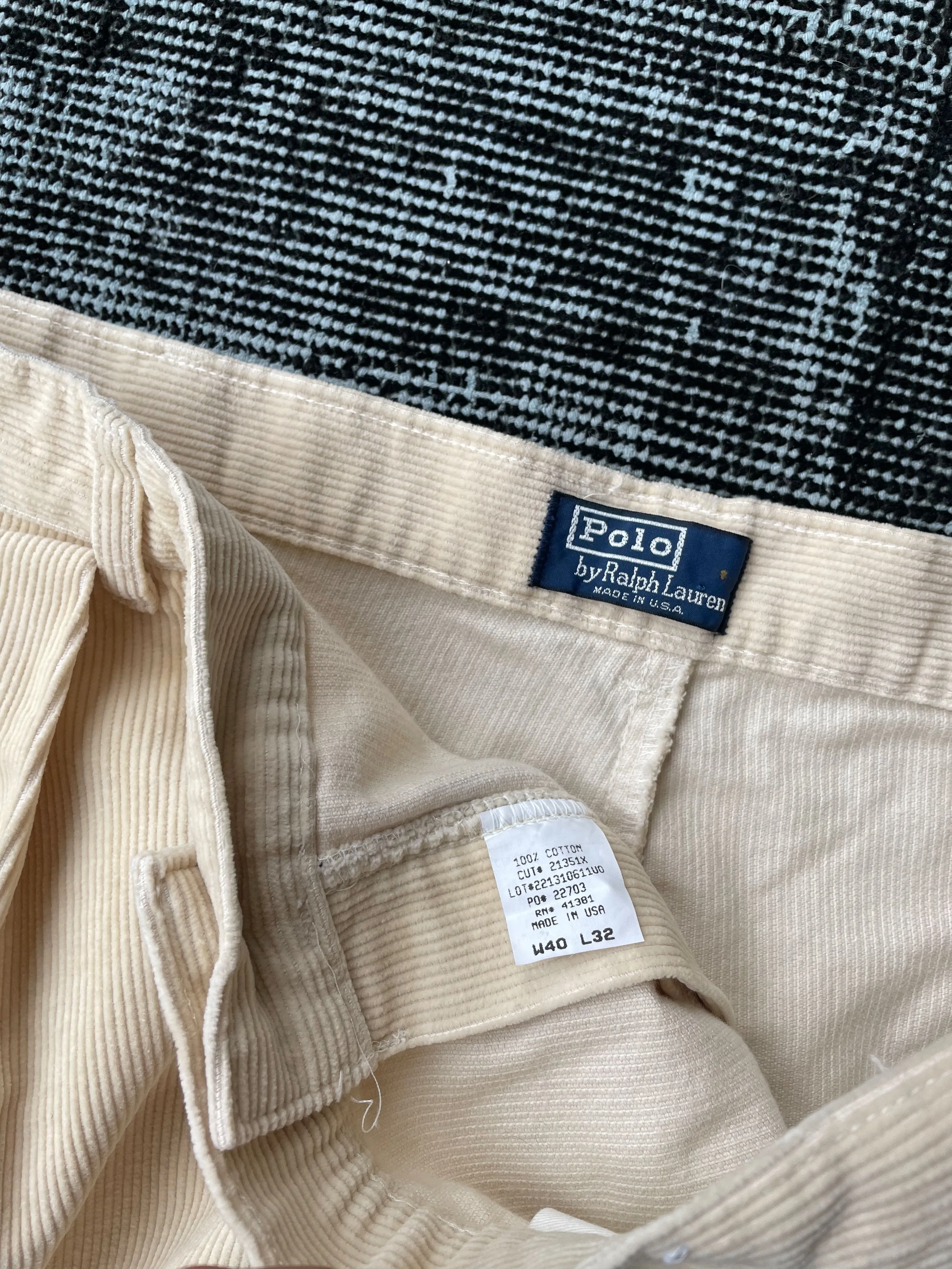 POLO RALPH LAUREN CORDUROY PANTS—CREAM [38X32]