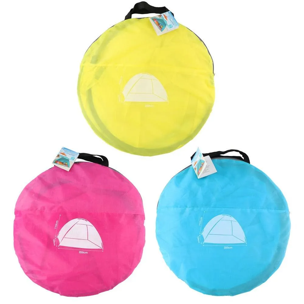 Pop Up Beach Shelter in Carry Bag | 3 Assorted Colours | 200 x 125 x 110 cm