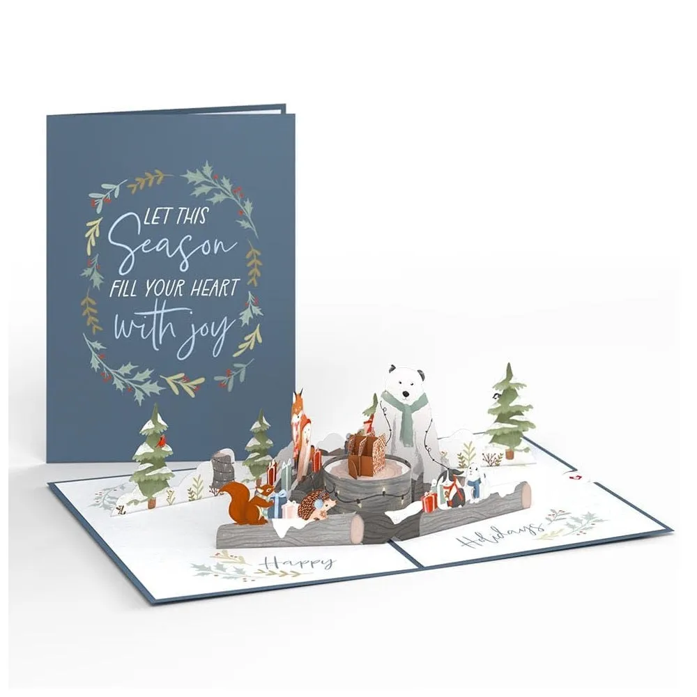 Pop Up Greeting Card Holiday Woodland Animals