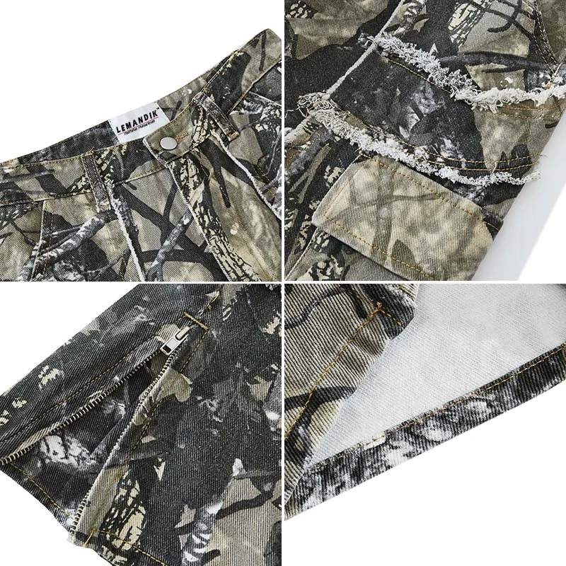 PopFlying Camouflage Cargo Pants Multi Pockets