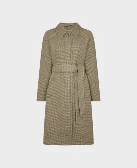 Portobello Belted Houndstooth Check Wool Coat