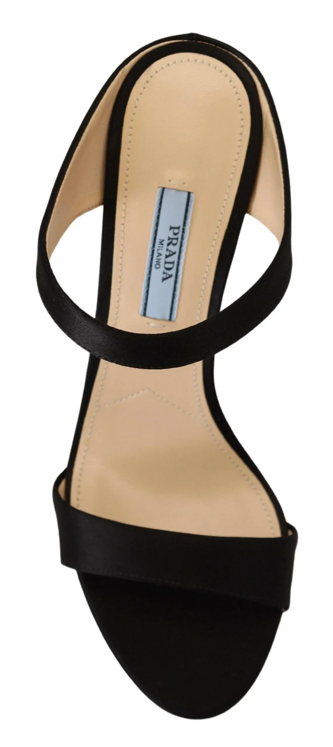 Prada Black Leather Sandals Stiletto Heels Open Toe Shoes