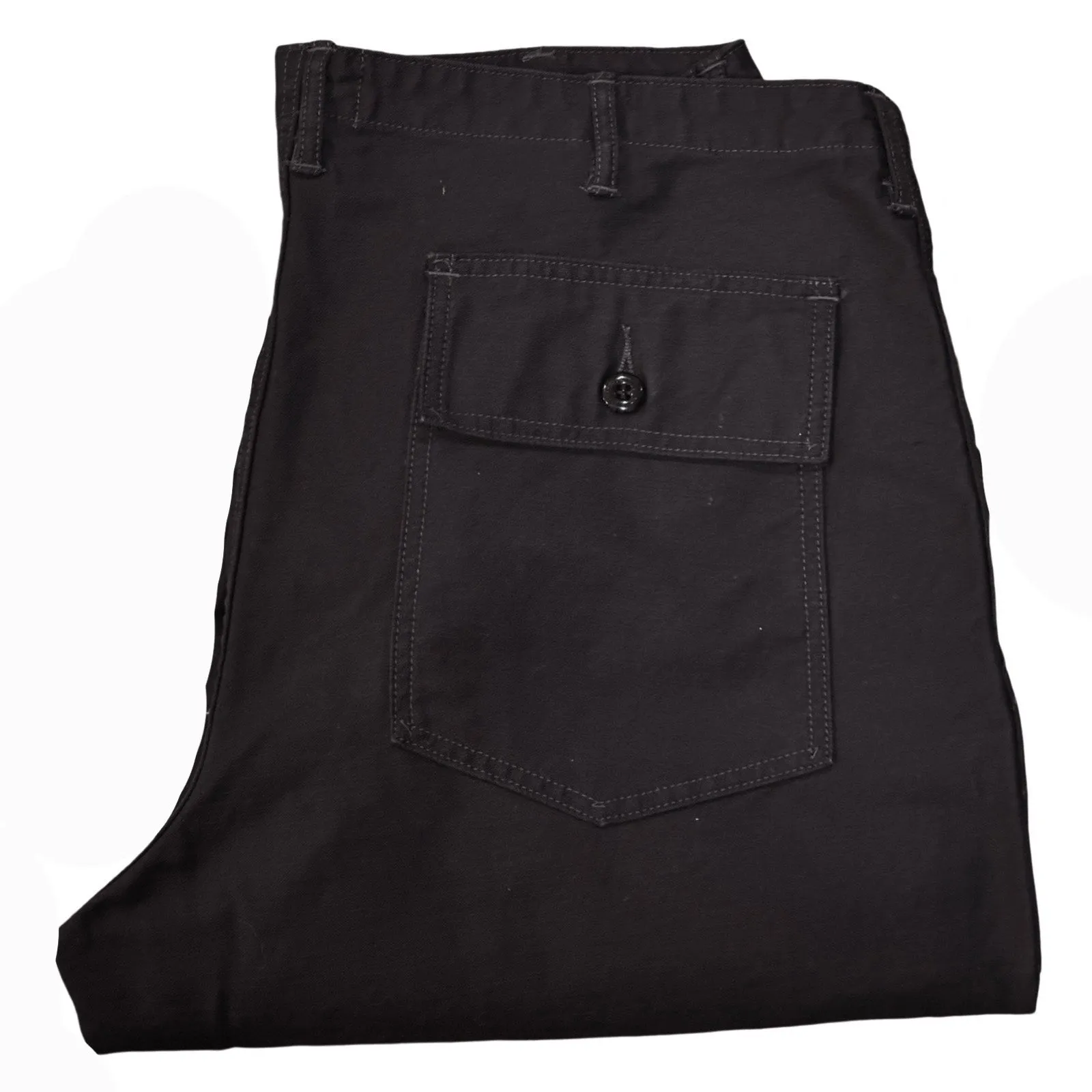 Pre Order - 107 60's era GI chinos in 12 oz West Point Black Baker Back Cotton Satin