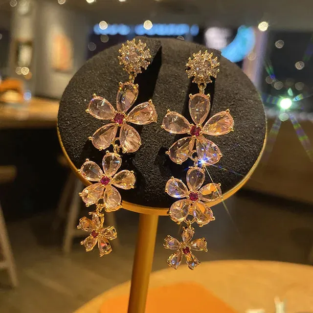 Pre Order: Candy Color Flower Zircon Earrings