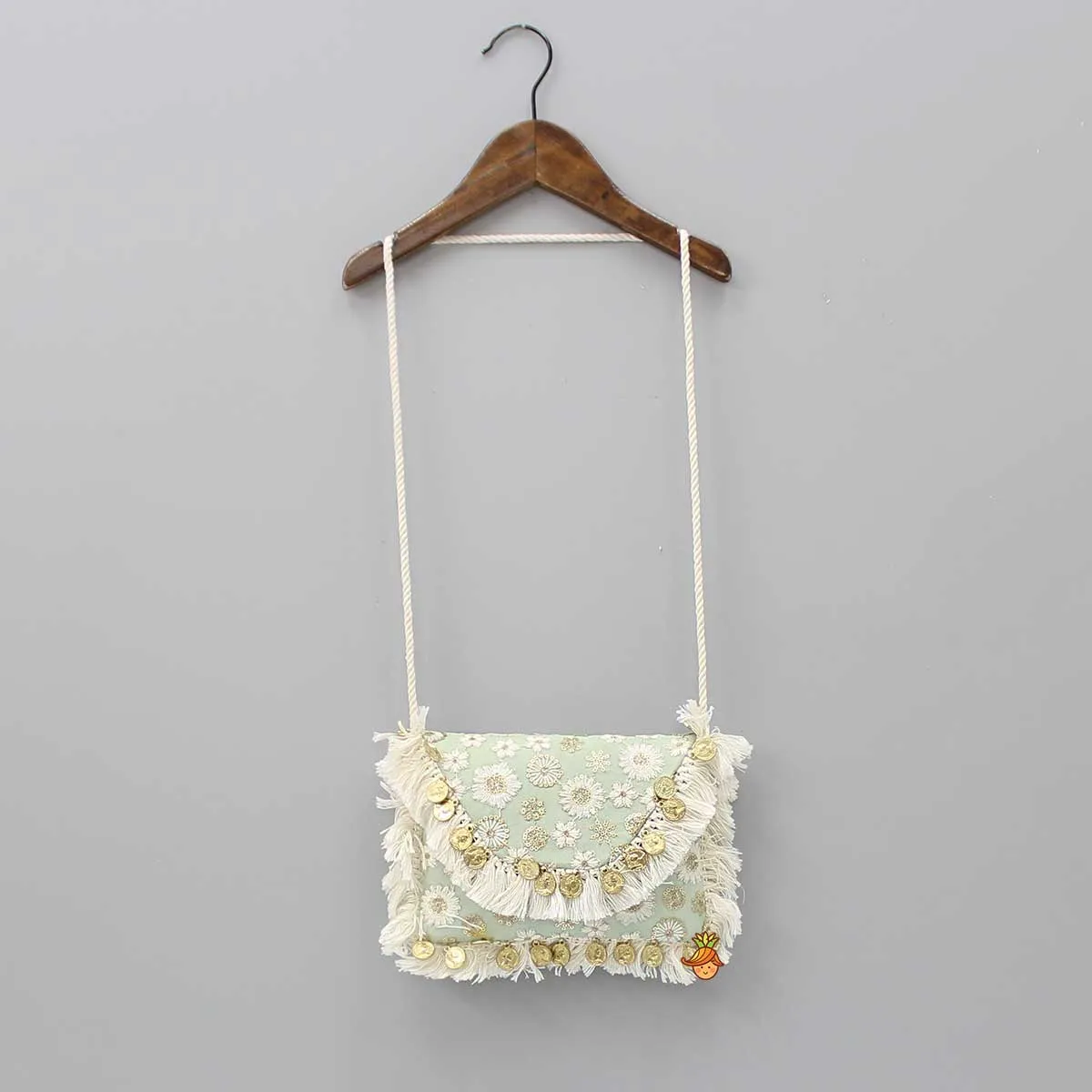 Pre Order: Embroidered Green Sling Bag