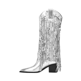 Pre Order:  Sequins Faux Pearls Tassel Boots