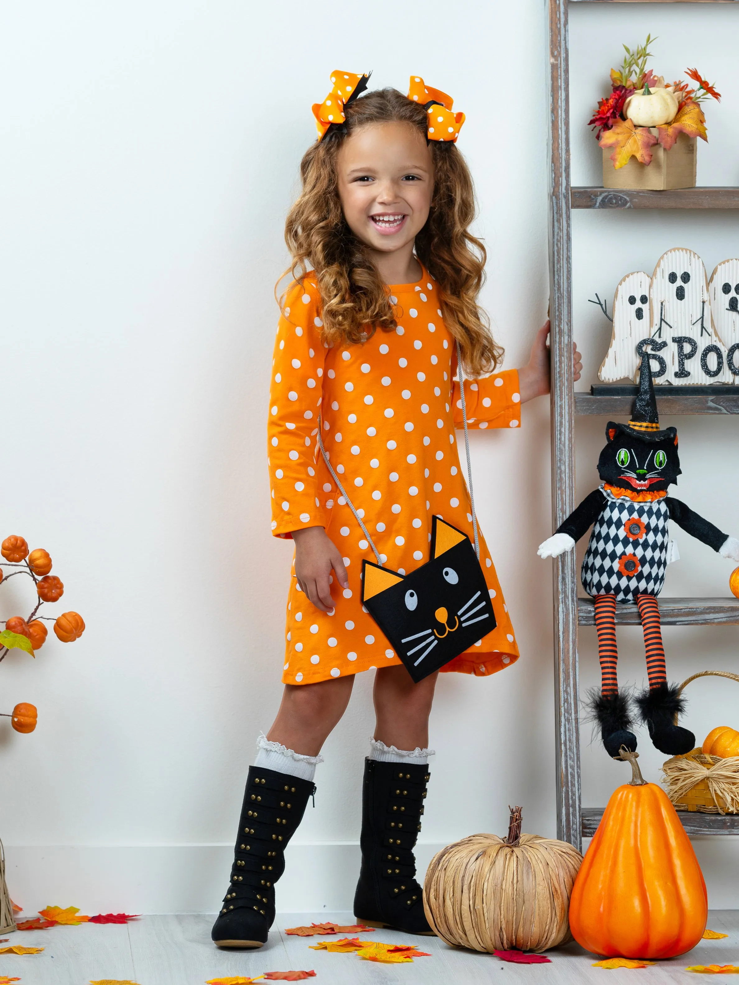 Precious Polka Dot Pocket Dress and Purse Set