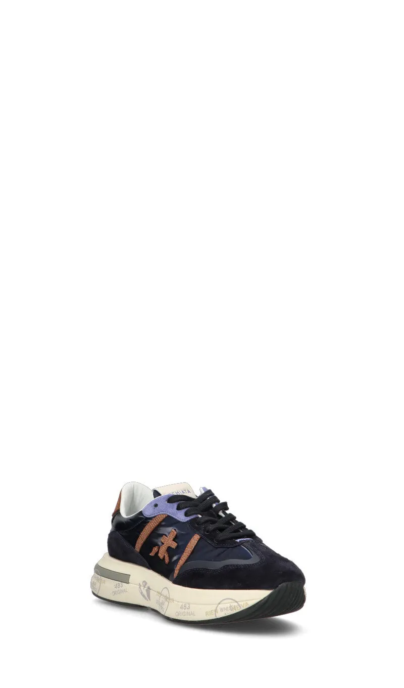 PREMIATA Sneaker donna blu/marrone in pelle