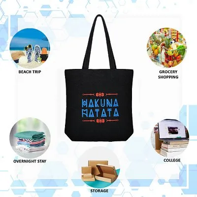 Premium Cotton Canvas Tote Bag- Hakuna Matata Black