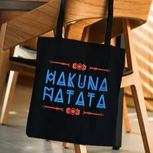 Premium Cotton Canvas Tote Bag- Hakuna Matata Black