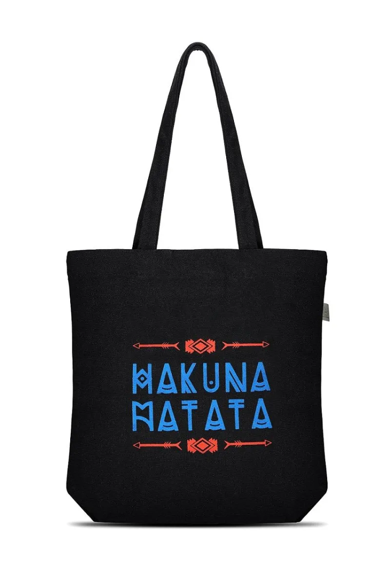 Premium Cotton Canvas Tote Bag- Hakuna Matata Black