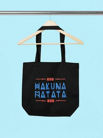 Premium Cotton Canvas Tote Bag- Hakuna Matata Black