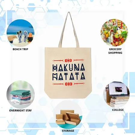 Premium Cotton Canvas Tote Bag- Hakuna Matata White