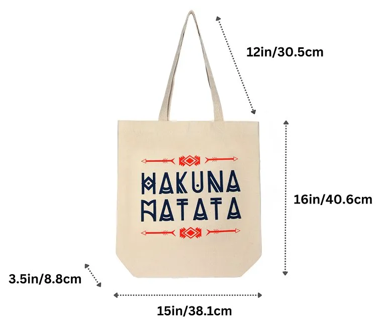 Premium Cotton Canvas Tote Bag- Hakuna Matata White