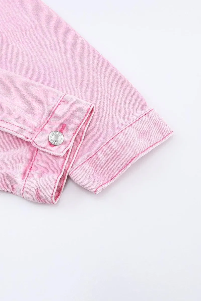 Pretty Pink Acid Wash Denim Jacket