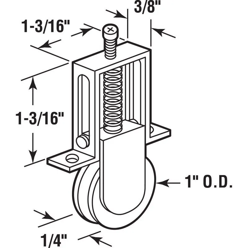 Prime-Line 1 in. D X 1/4 in. L Aluminum/Nylon Roller Assembly 2 pk