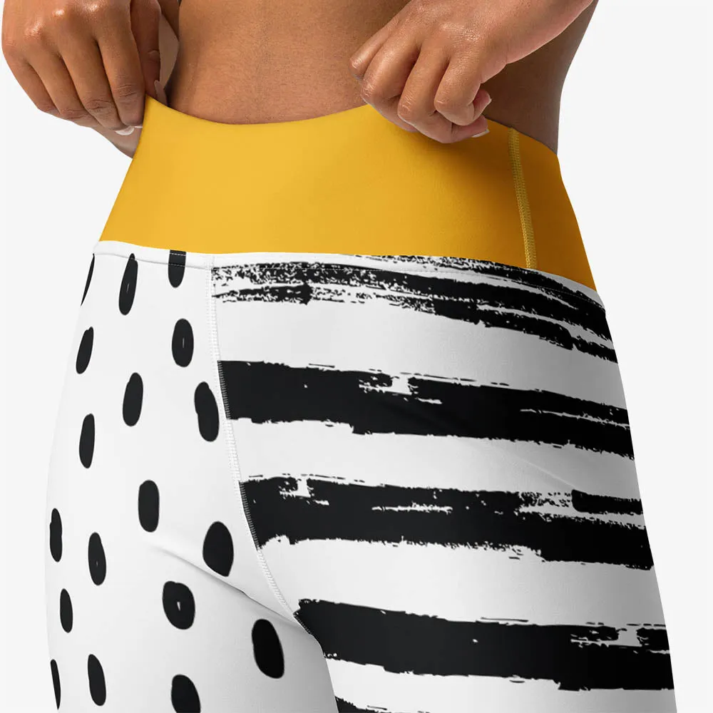 Printed Leggings "Dots&Stripes" Yellow