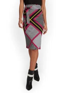 Printed Tie-Waist Pencil Skirt