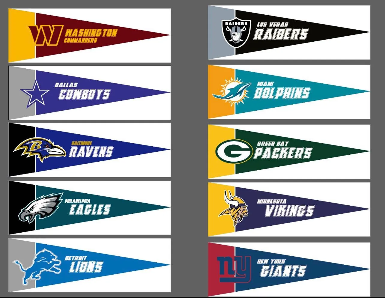 Pro Football Pennant Triangle Sports Team Banner Felt Flag