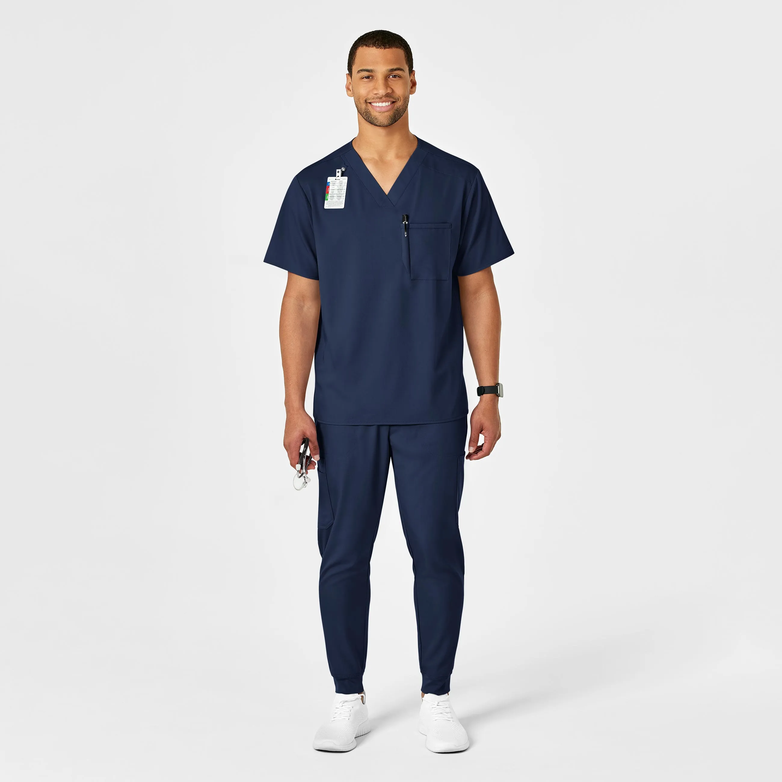 PRO Men's V-Neck Scrub Top - Navy