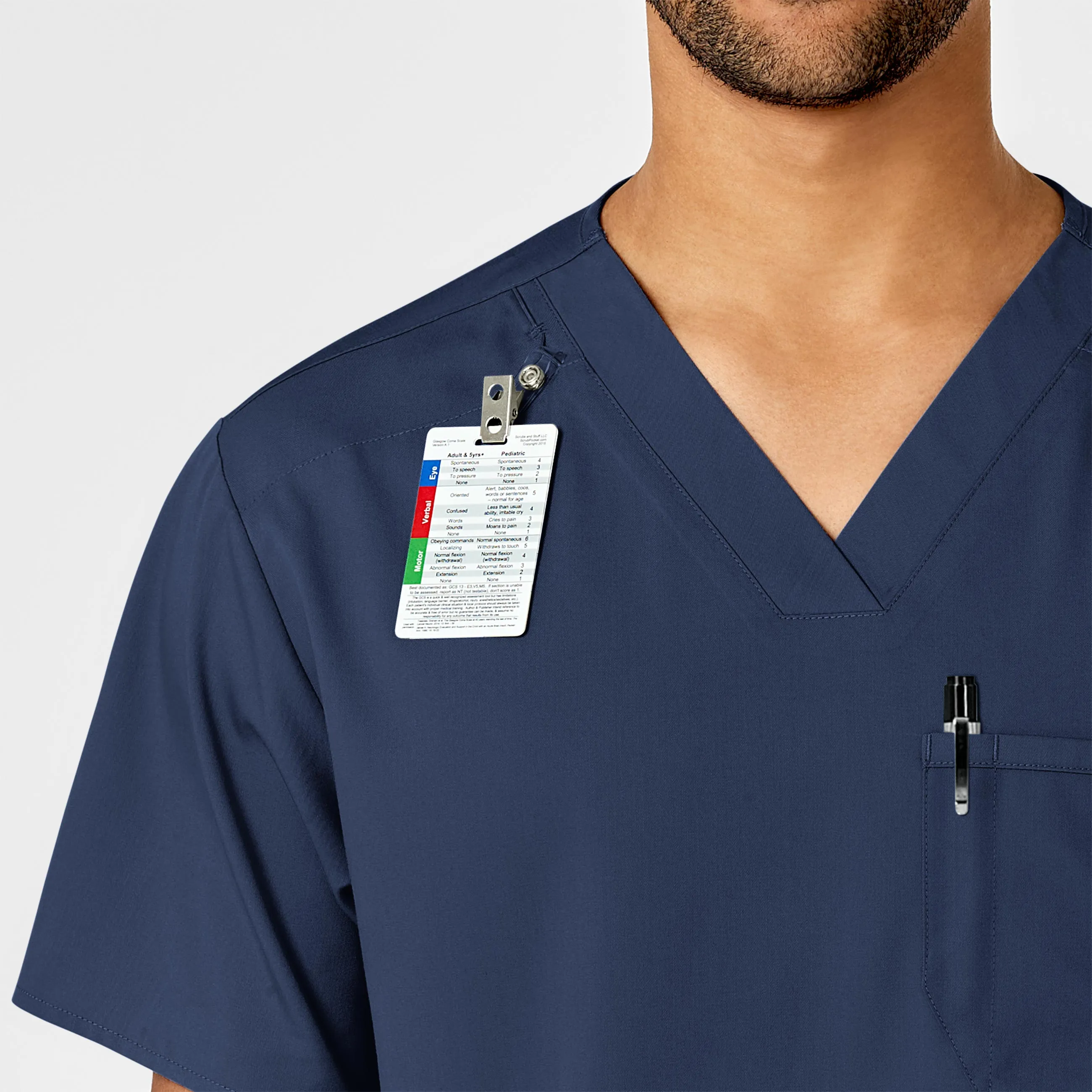 PRO Men's V-Neck Scrub Top - Navy